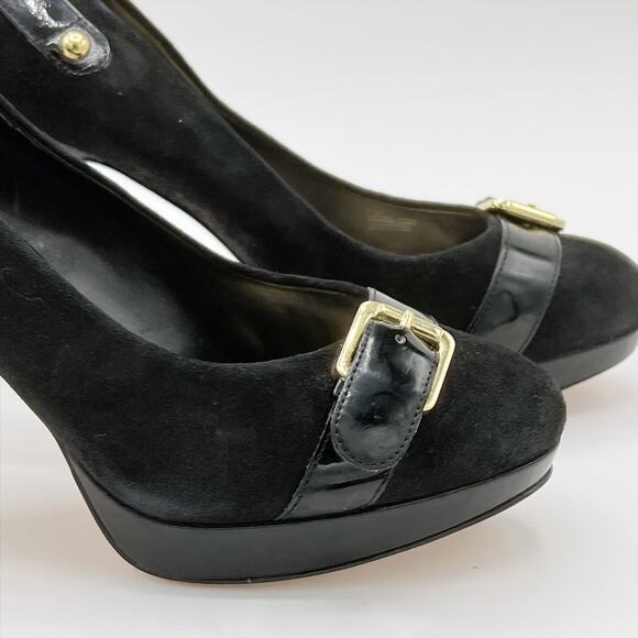 Antonio Melani Round Toe Platform Suede Leather Pumps Black 9.5 - Picture 7 of 10